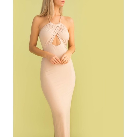 Nookie Disco Dolls Nude Maxi Dress Sz Medium - Picture 7 of 11